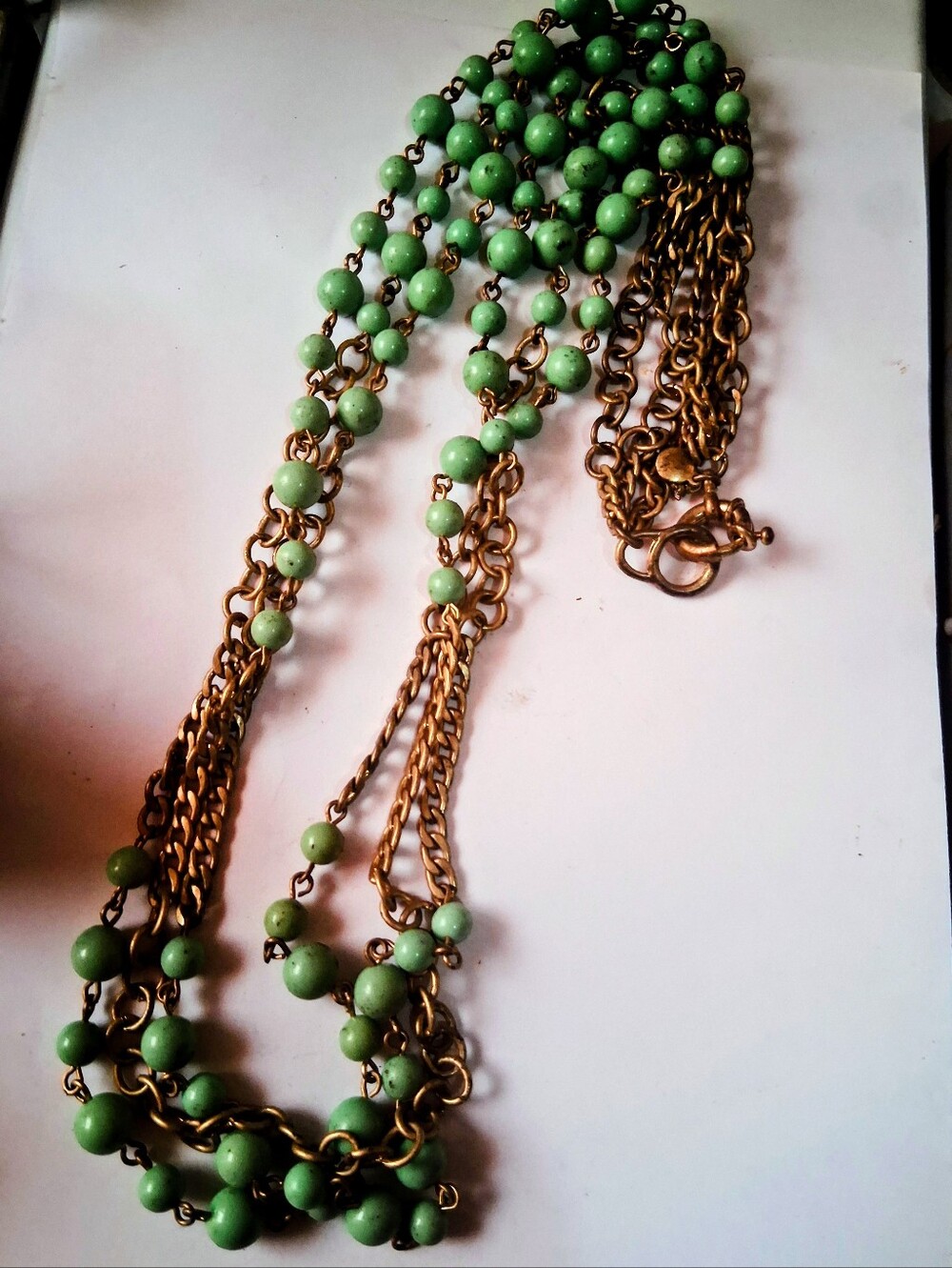 J. Crew 3-Strand Necklace, Blue-Green-Tone Beads